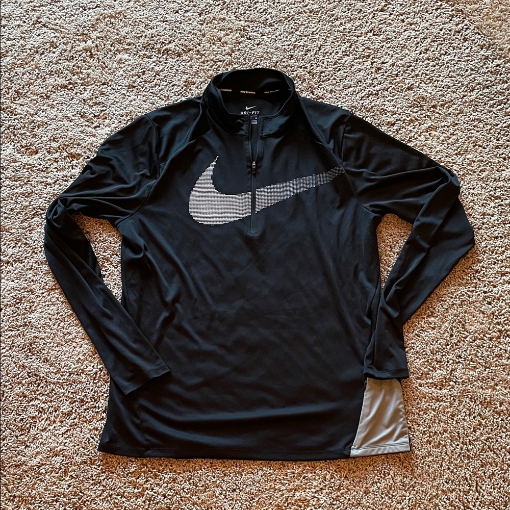 Barely work Nike Black Quarter Zip Pullover with Silver Swoosh size XL